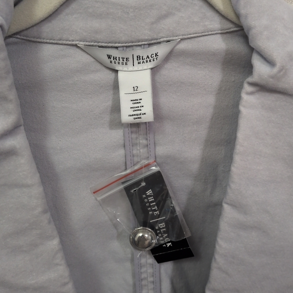 White House black market light gray velvet button front blazer - Picture 2 of 7